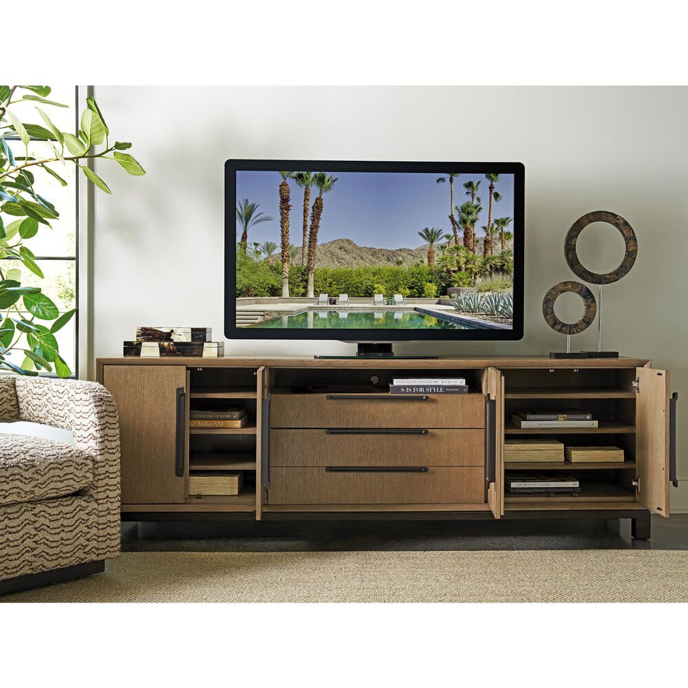 Lexington Furniture Zanzibar Monrovia 92&quot; Media Console in Medium Taupe, Deep Espresso and Dark Umber, , large
