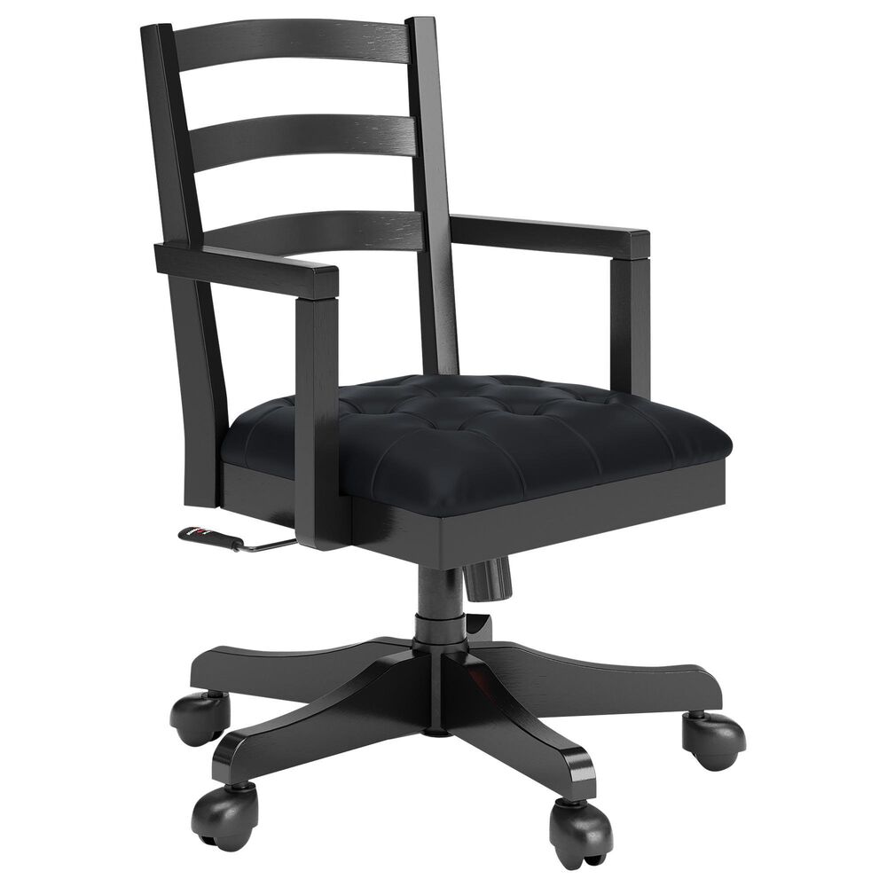 Ashley Wildenauer Swivel Desk Chair in Warm Satin Black, , large