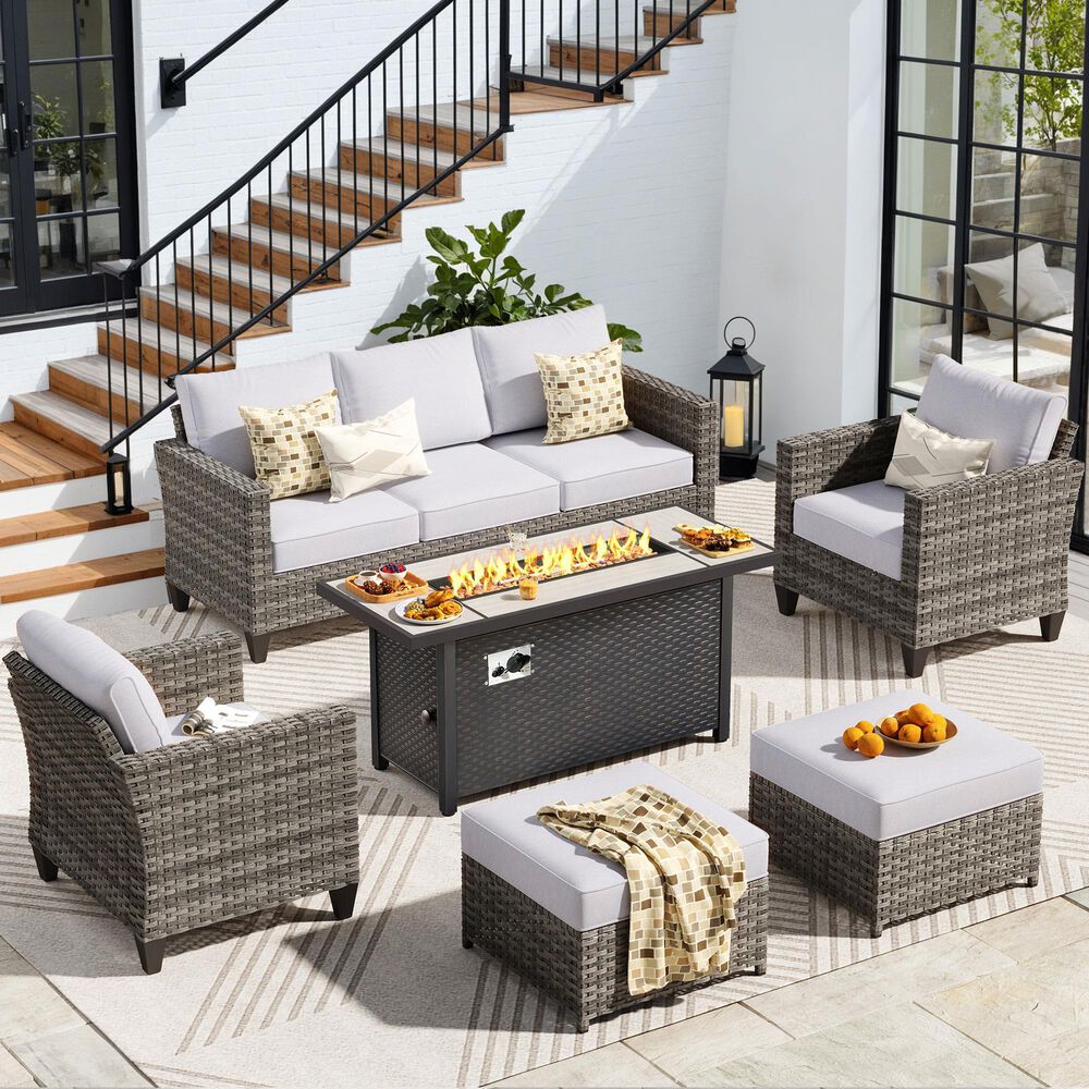 HOMLUX 6-Piece Outdoor Sofa Set in Gray, , large