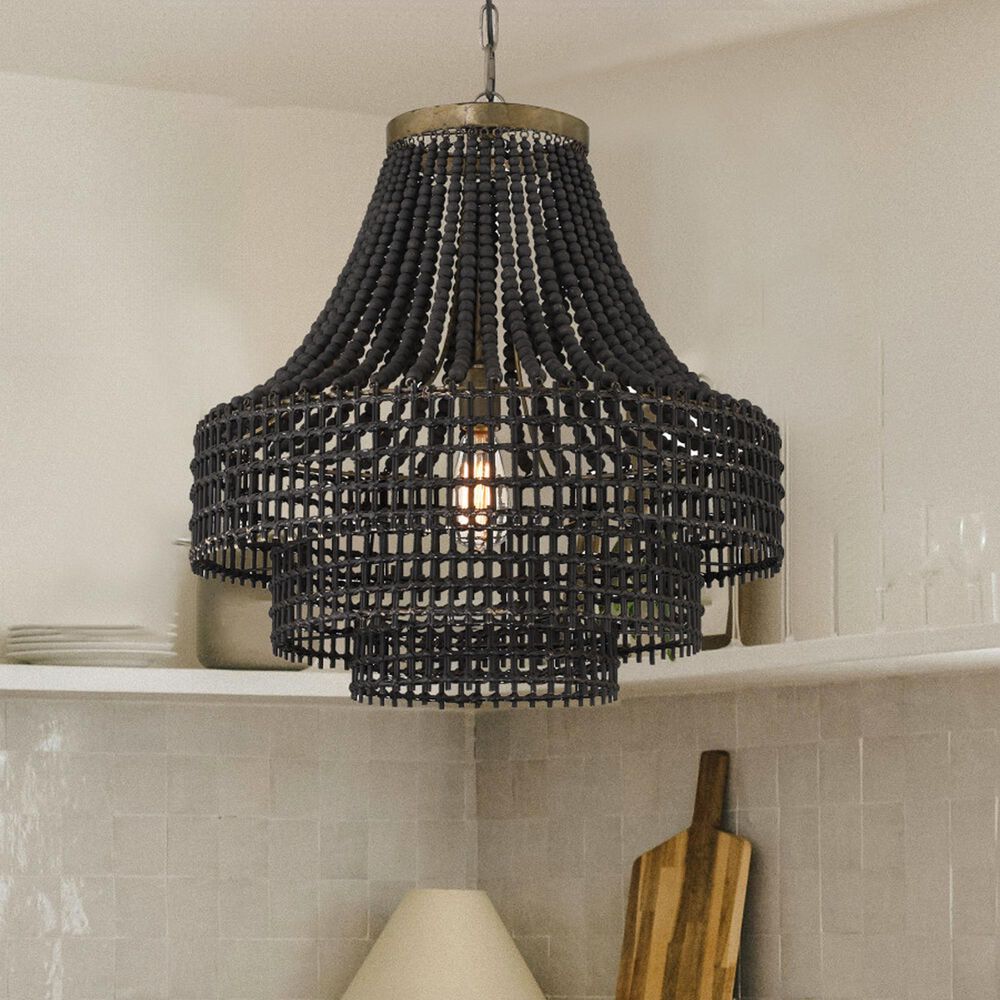 Creative Coop Riley 1-Light Chandelier with Black Shade, , large