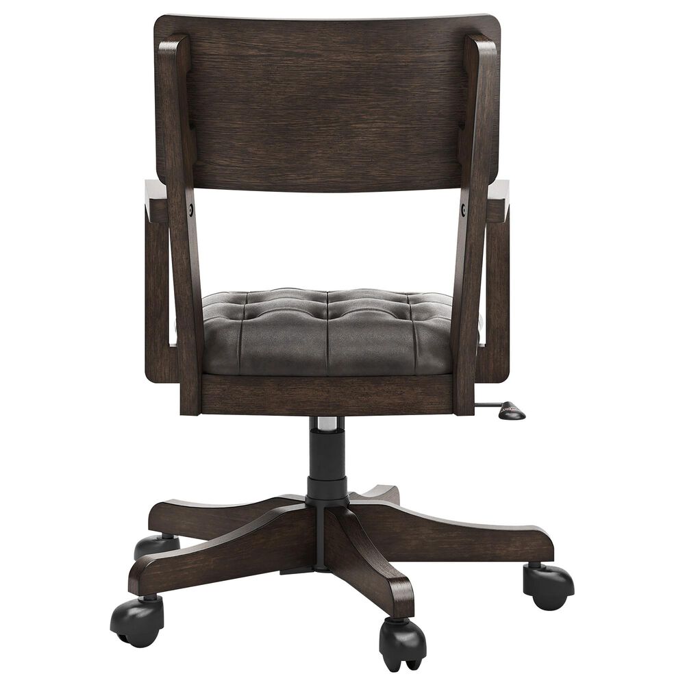 Ashley Breckington 3-Piece Desk with Bookcase and Chair Set in Dark Brown, , large
