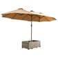 HOMLUX 2-Piece 14.5 ft Patio Umbrella with All-weather Rattan Rectangular Coffee Table Outdoor Set in Khaki, , large