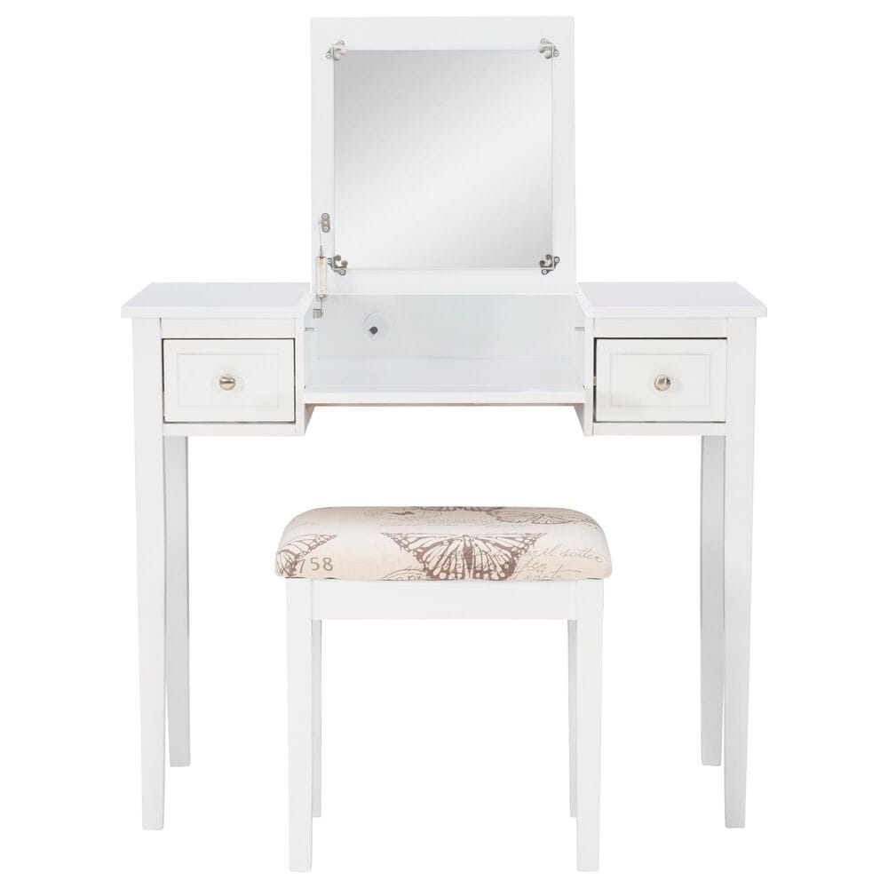 Linon Home Decor Virginia Vanity with Stool in White, , large