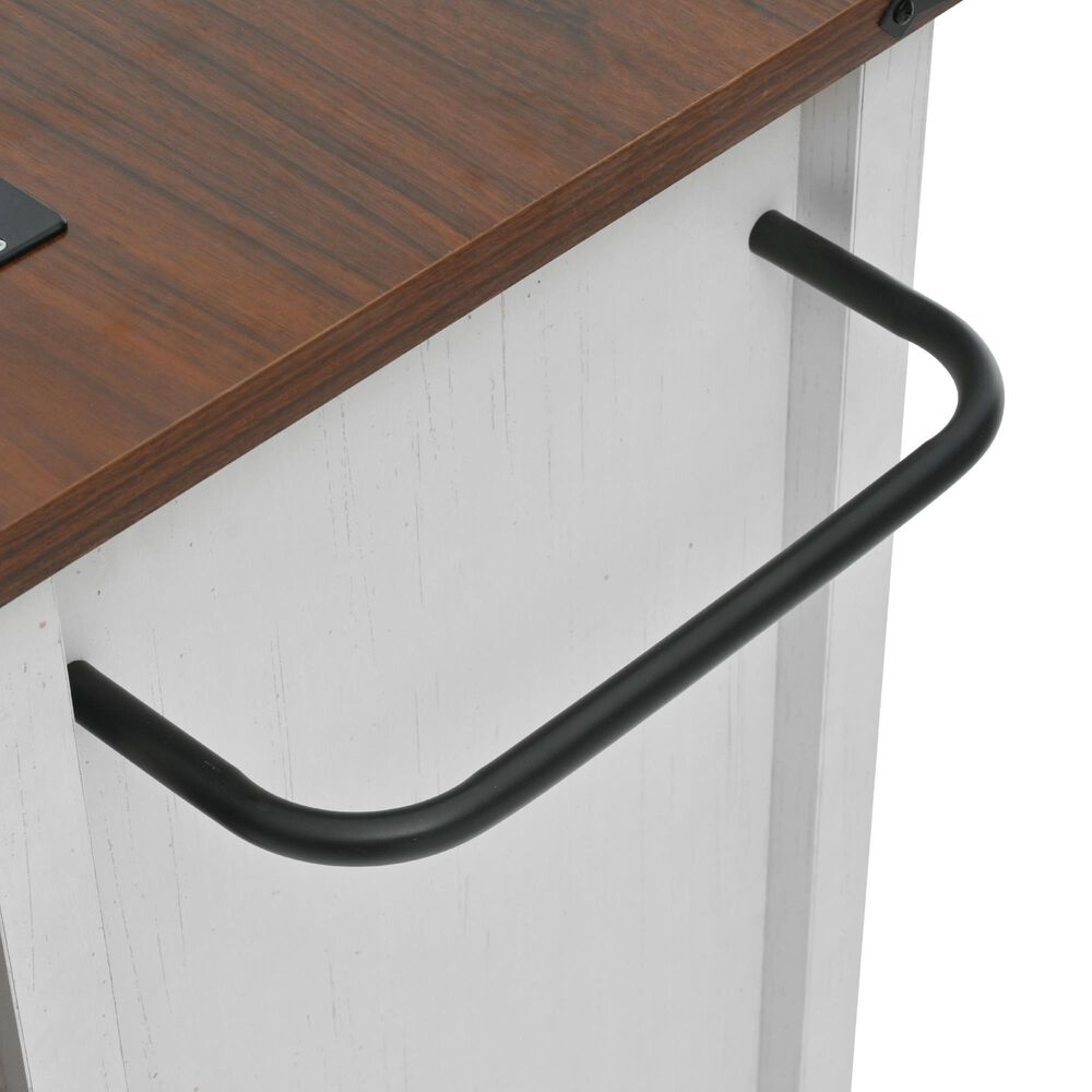 HOMLUX 58" Kitchen Island with Drop Leaf in White and Brown, , large