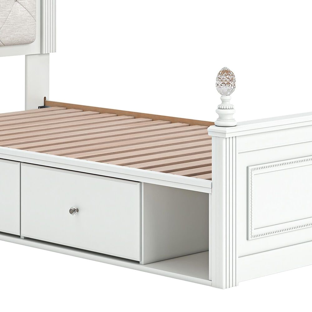 Ashley Kozlani Twin Upholstered Storage Bed in Matte White, , large