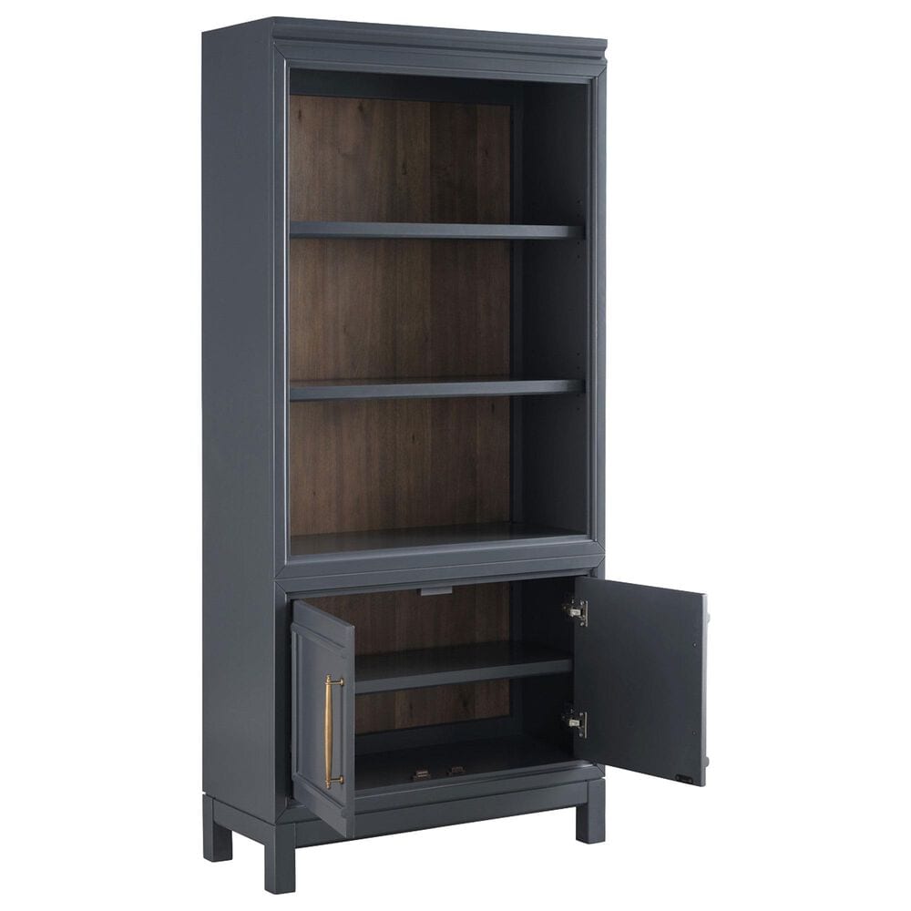 Riva Ridge Alexander 2-Piece Executive Desk and Door Bookcase Set in Midnight, , large