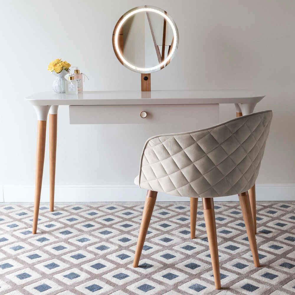 Dayton HomeDock and Kari 2-Piece Vanity Table & Accent Chair in Off White/Beige, , large