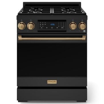 Thor Kitchen Gordon Ramsay 4.55 Cu. Ft. 30" Professional Natural Gas Range with Bronze Handle Kit in Black, , large