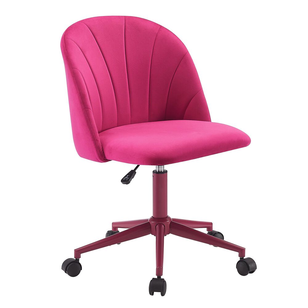 Linden Boulevard Velvet Desk Chair in Hot Pink, , large