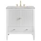 James Martin Myrrin 30" Single Bathroom Vanity in Bright White with 3 cm Victorian Silver Silestone Top and Rectangular Sink, , large