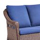 Sunwell Garden 33"H 3-Seater Outdoor Sofa with Curved Armrests and Navy Cushions in Brown, , large