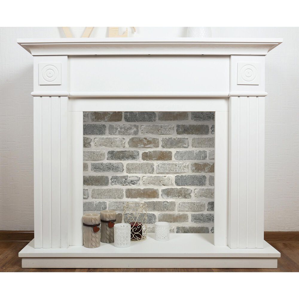NextWall Washed Brick 216&quot; x 20.5&quot; Peel and Stick Wallpaper in Soft Grey and Rust, , large