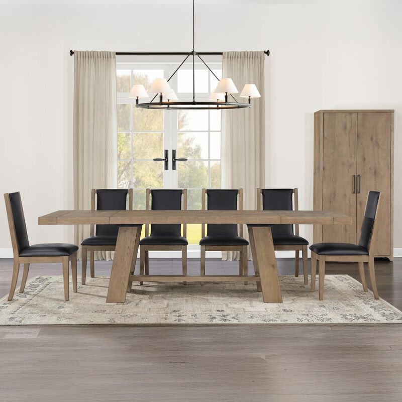 Crystal City Orinda Dining Table and 6 Dining Chairs in Rustic Sand