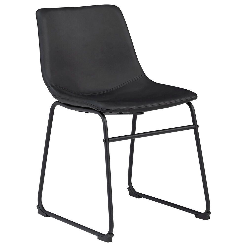 Ashley Centiar Dining Side Chair in Black Faux Leather, , large