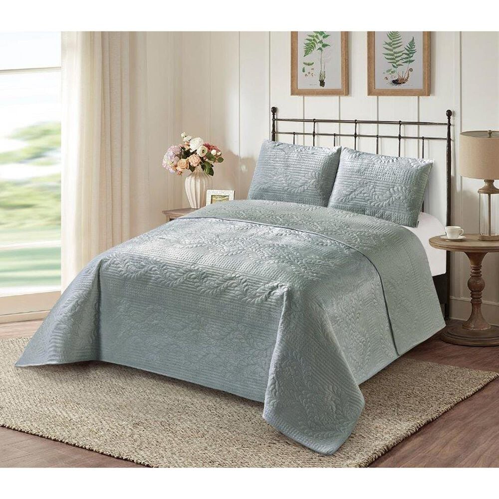 Duke Imports Virah Bella Micromink 3-Piece King Quilt Set in Diamond Knit Silver, , large