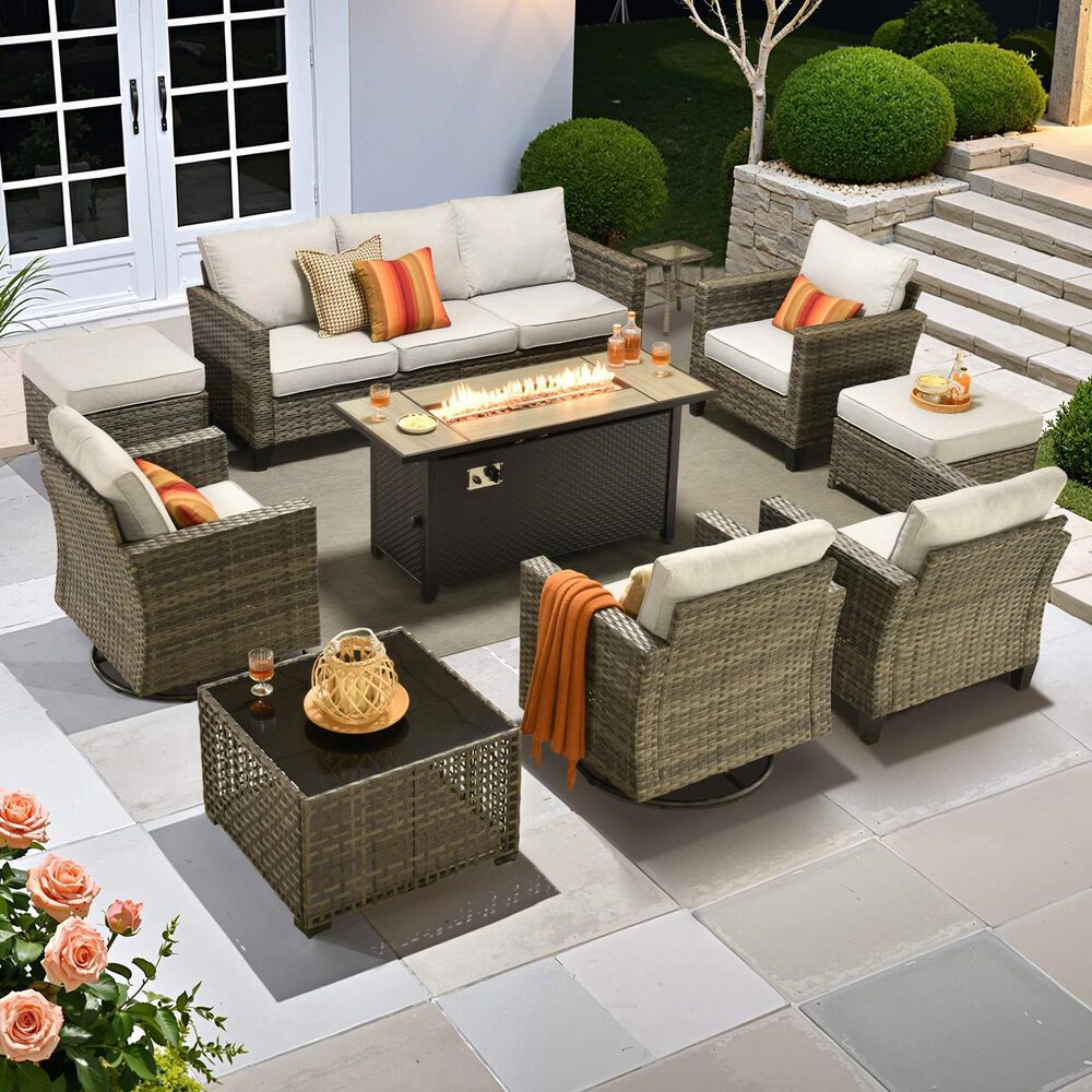 HOMLUX 10-Piece Patio Seating Bundle in Gray, , large