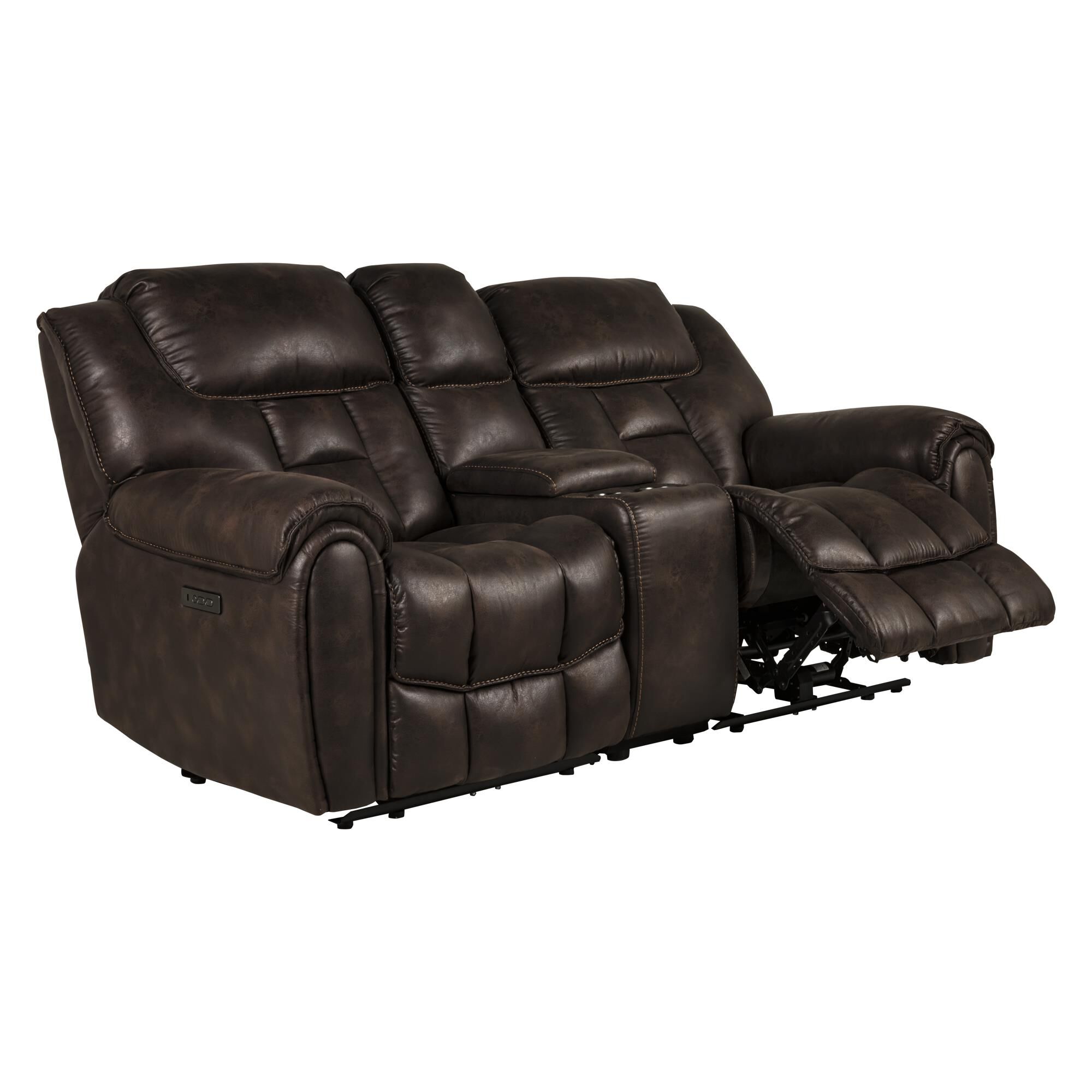 Oxford Furniture Cheers Power Reclining Loveseat in Cowboy Dark Brown NFM