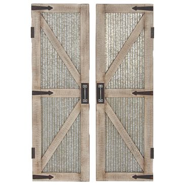 Maple and Jade 47" x 15" Abstract Wall Decor in Silver, Light Brown and Black (Set of 2), , large