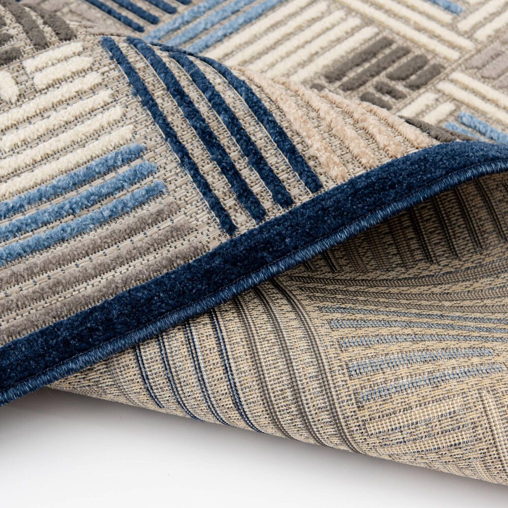 Central Oriental Fontana Haldis 2&#39;2&quot; x 7&#39;6&quot; Gray and Blue Runner, , large