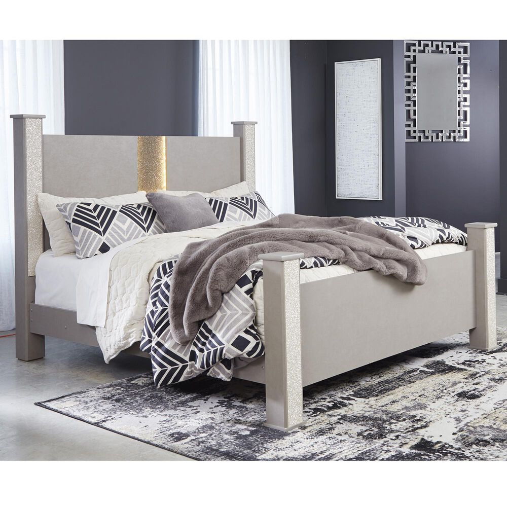 Signature Design by Ashley Surancha King Poster Bed in Gray NFM