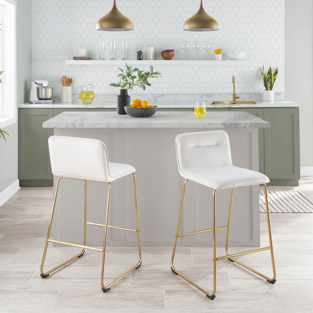 Lumisource Casper Counter Stool in Cream and Gold &#40;Set of 2&#41;, , large