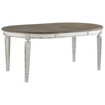Signature Design by Ashley Realyn Round to Oval Dining Room Extension Table in Chipped White, , large
