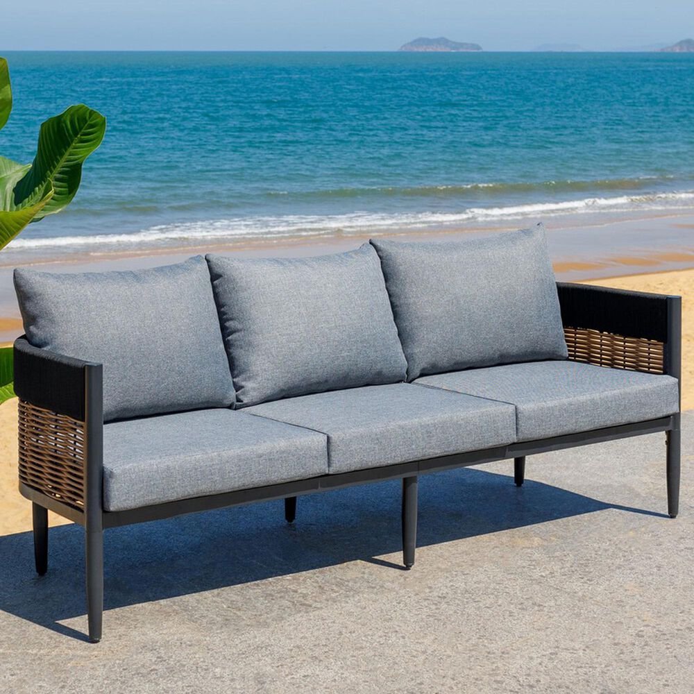 Safavieh Harrison 3-Seater Outdoor Sofa in Grey, , large