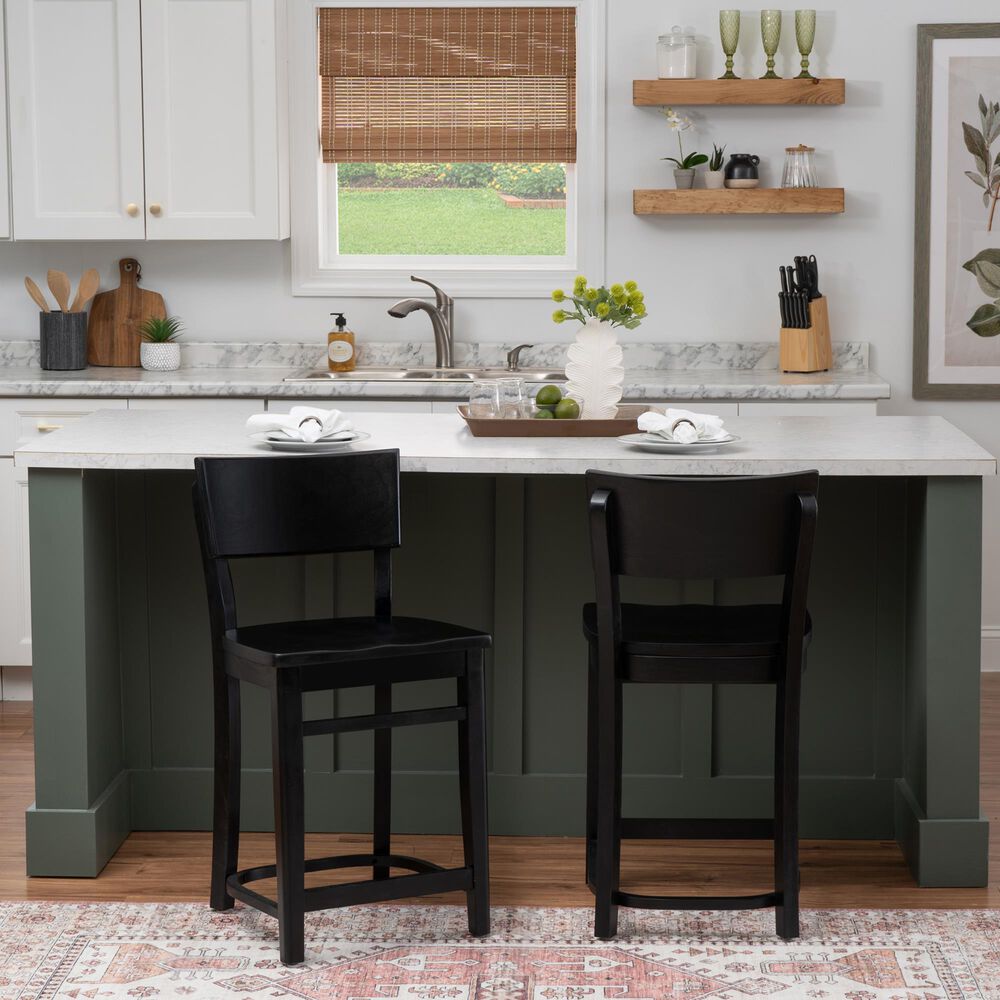 Linon Home Decor Briggs Counter Stool in Black (Set of 2), , large
