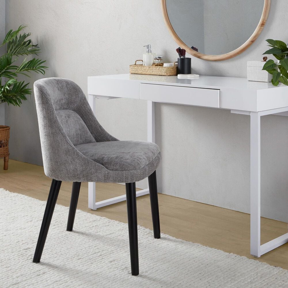 Lumisource Rina Side Chair with Grey Cushion in Black &#40;Set of 2&#41;, , large