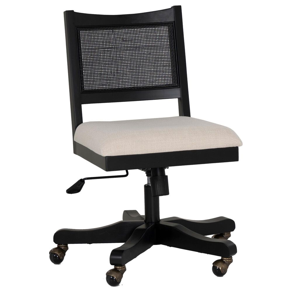 Linon Home Decor Bauer Swivel Office Chair with Cream Cushion in Black, , large