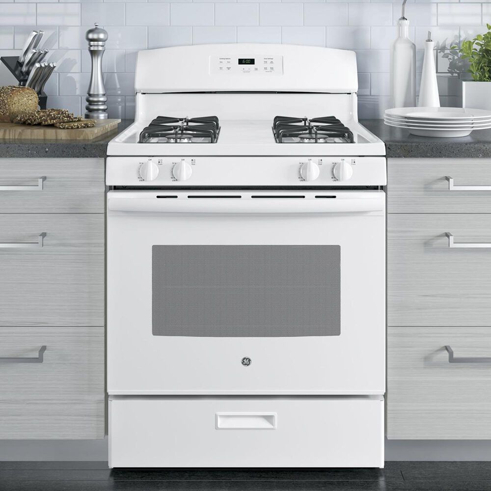 GE Appliances 4.8 Cu. Ft. Freestanding Gas Range in White, , large