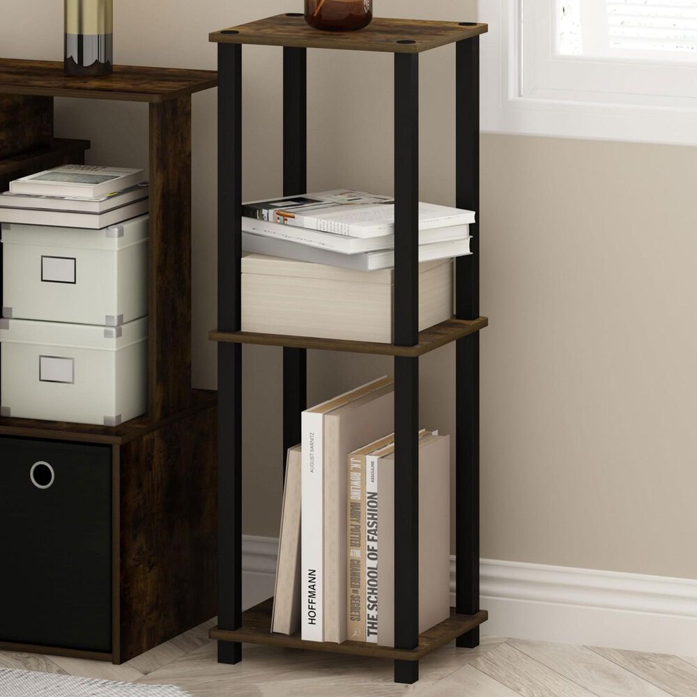 HOMLUX 2-Tier Small End Table in Amber Pine and Black (Set of 2), , large