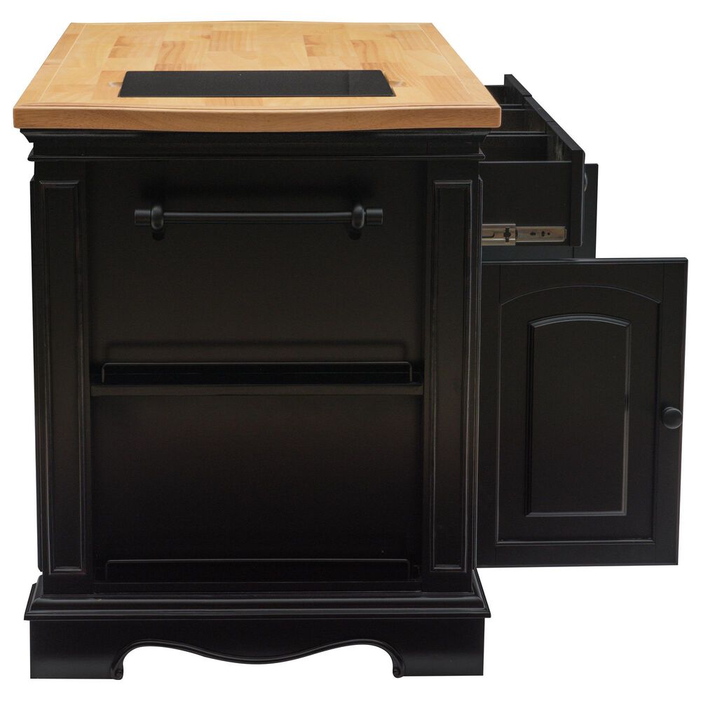 Linon Home Decor Pennfield Kitchen Island in Natural and Black Sand, , large