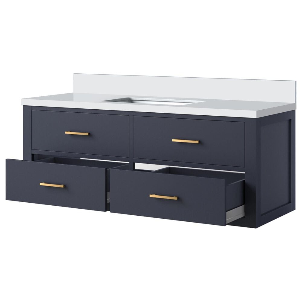 Lexora Home Castor 48&quot; Single Bathroom Vanity in Blue with 2 cm White Cultured Marble Top and Rectangular Sink, , large