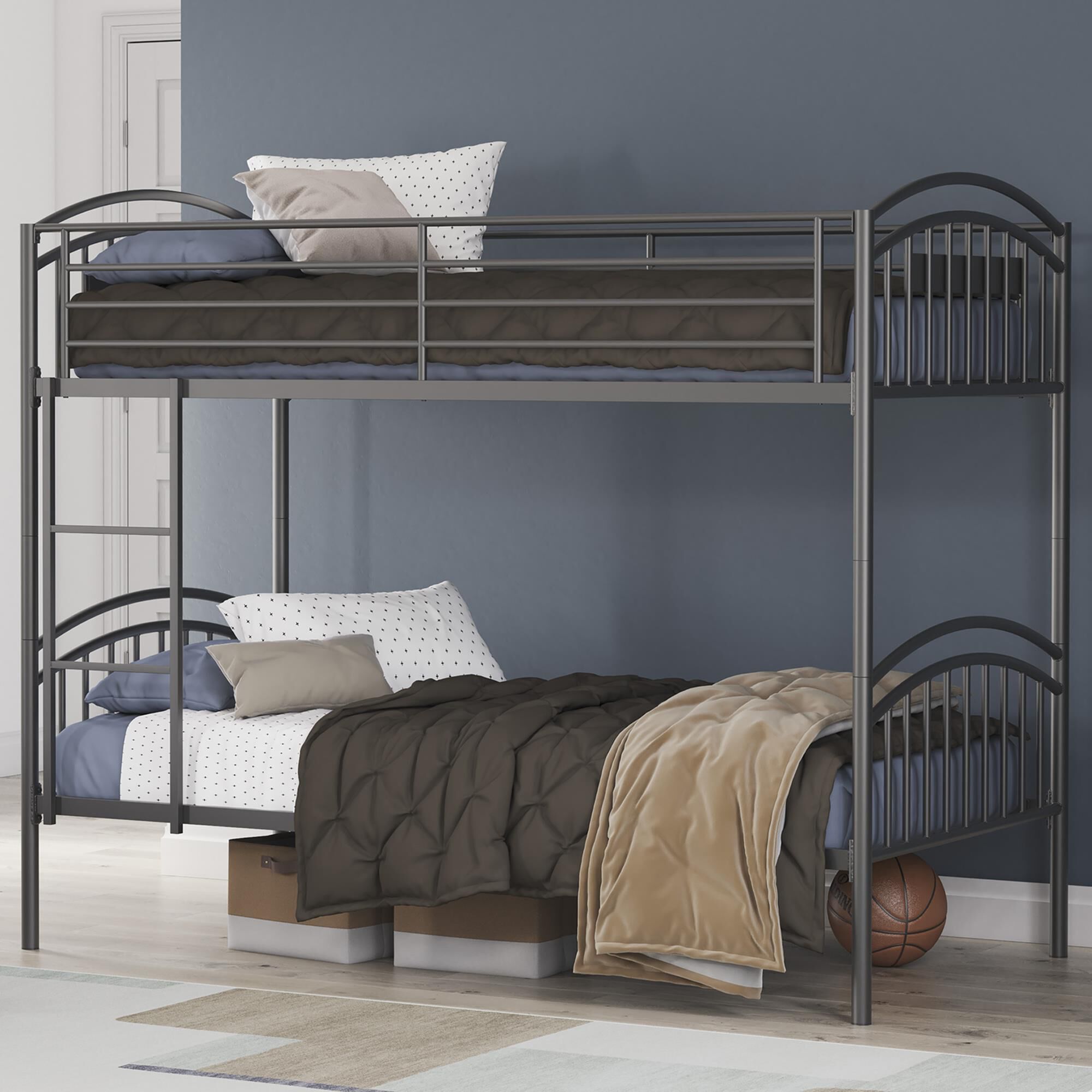 Ashley Lanceburg Twin over Twin Bunk Bed with Ladder in Gray