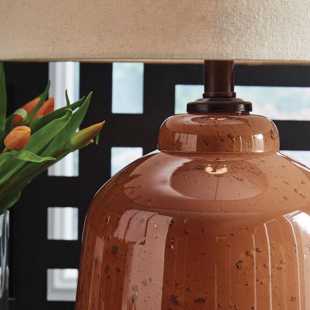 Ashley Aaleahya Table Lamp in Distressed Rust-Red and Black, , large