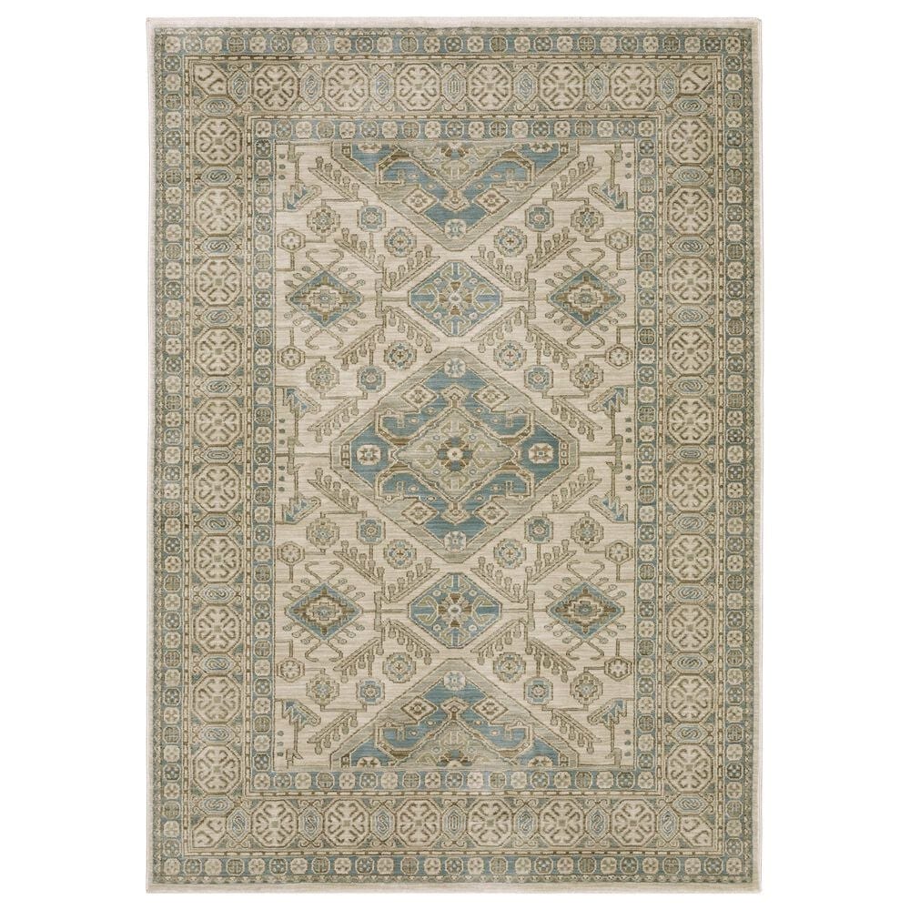 Oriental Weavers Maeve MAE05 Beige and Blue 9"10" x 12"10" Area Rug, , large