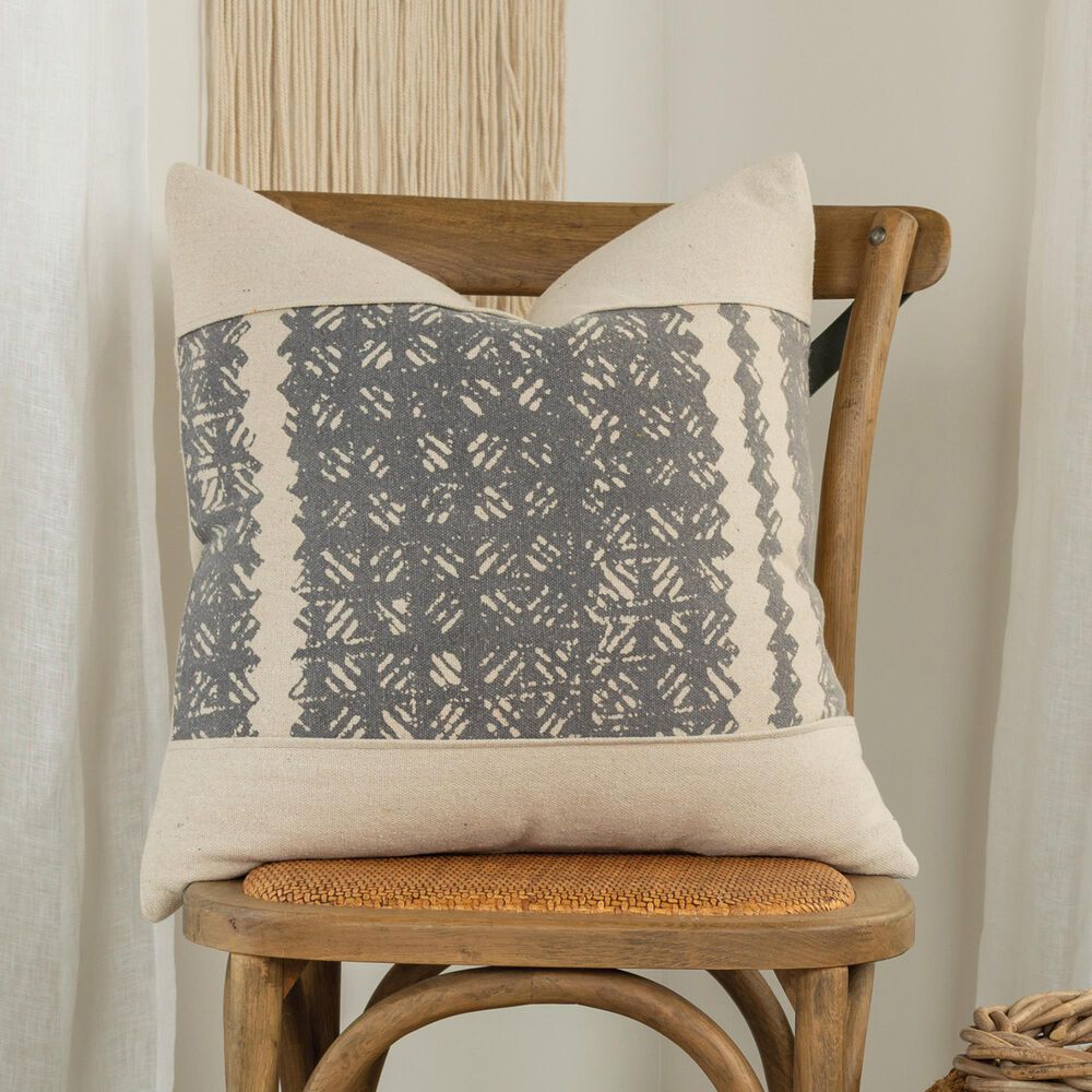 Rizzy Home Donny Osmond 20" Poly Filled Pillow in Charcoal and Cream, , large