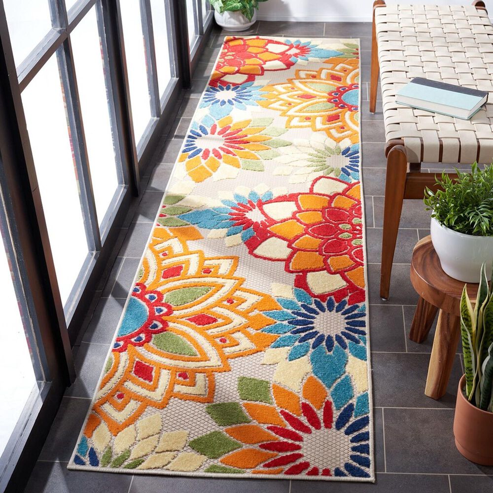 Safavieh Cabana CBN328A 2&#39;2&quot; x 7&#39; Ivory and Orange Indoor/Outdoor Area Performance Rug, , large