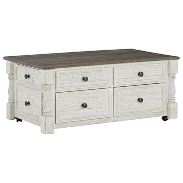 Ashley Havalance Lift-Top Coffee Table in Distressed Vintage White and Weathered Gray, , large