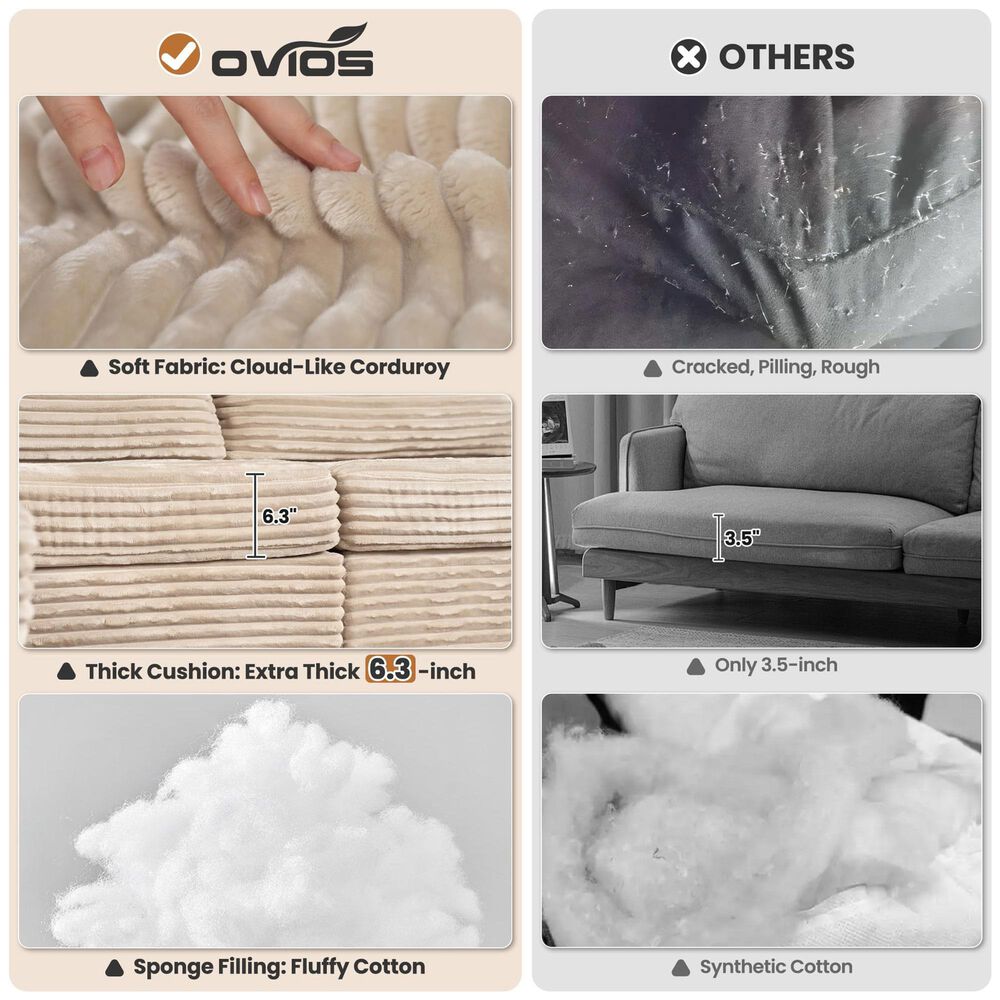 HOMLUX 8-Piece Mod U-Sectional with Chaise in Beige, , large