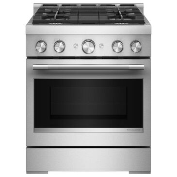 KitchenAid 30" Freestanding Gas Range with No Preheat Air Fry Mode in Stainless Steel, , large