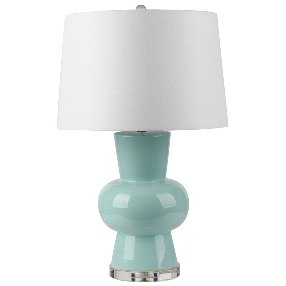 Sagebrook Home 28" Ceramic Table Lamp in Teal with White Barrel Shade, , large