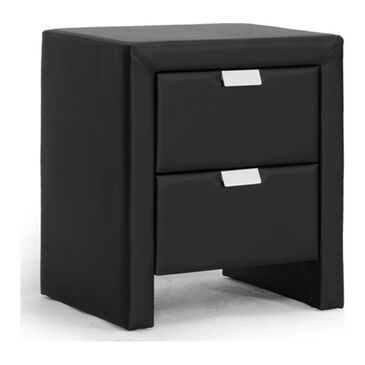 Baxton Studio Frey Upholstered Modern Nightstand in Black, , large