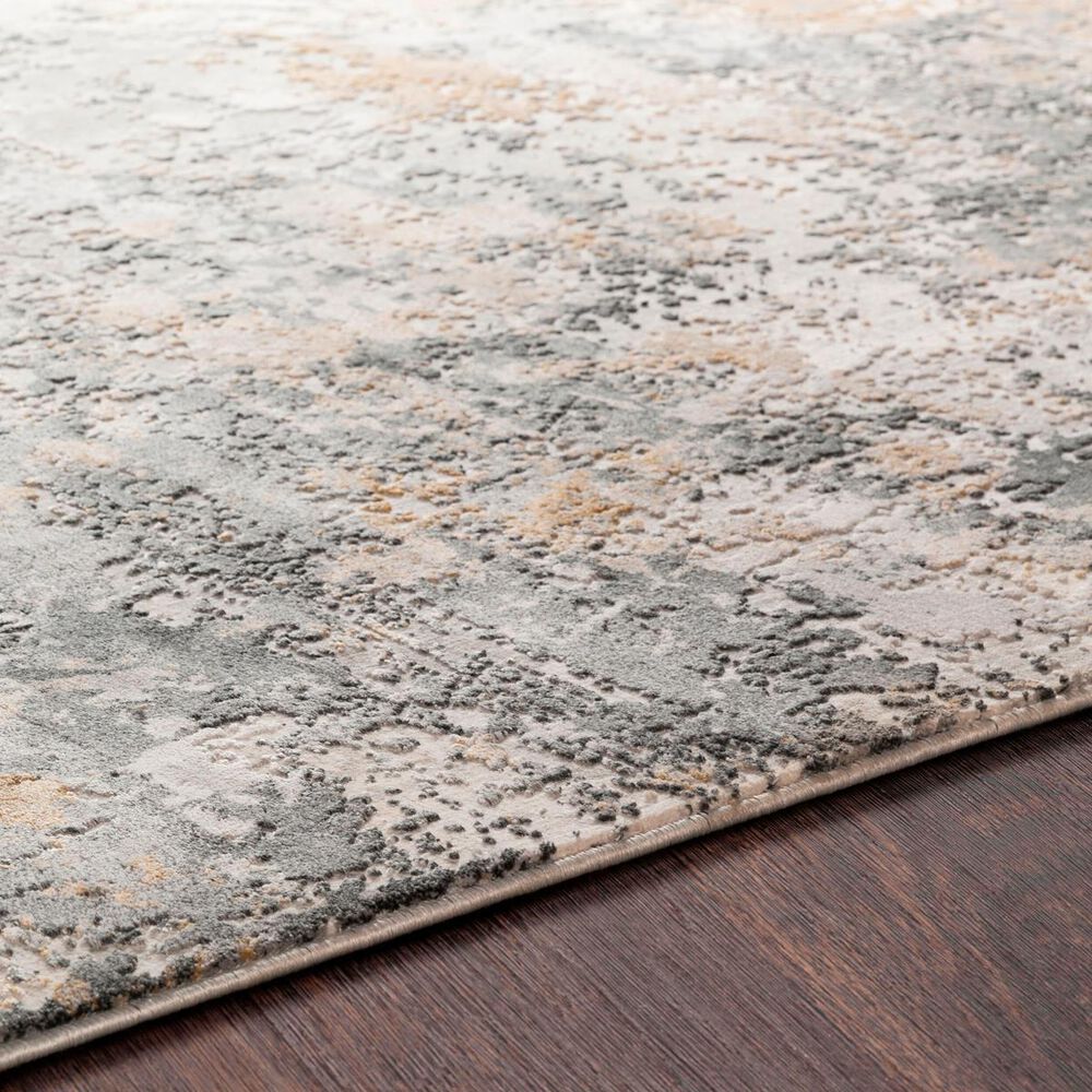 Surya Aisha Charcoal, Gray, Light Gray and Mustard 6&#39;7&quot; x 9&#39;6&quot; Area Rug, , large