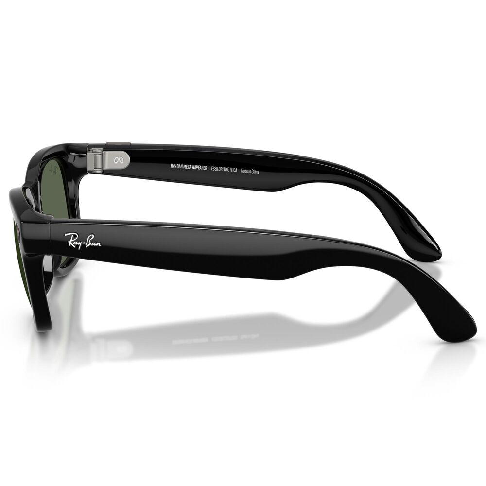 Rayban Glasses Wayfarer Gen 2 53mm Sunglasses with Green Lenses in Shiny Black, , large