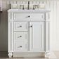 James Martin Vanities Bristol 30" Single Bathroom Vanity in Bright White with 3 cm Carrara White Marble Top and Rectangular Sink, , large