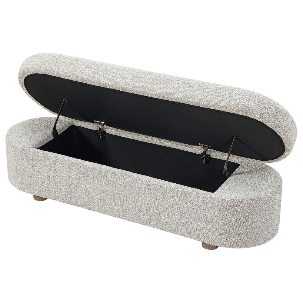 Urban Home Kiki Upholstered Hinged Storage Bench in Cotton Ball, , large
