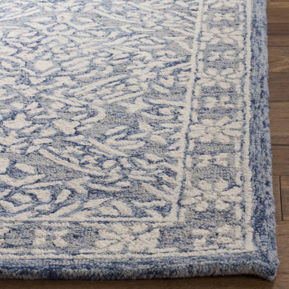 Safavieh Micro-Loop MLP510M 6' x 9' Blue and Ivory Area Rug, , large