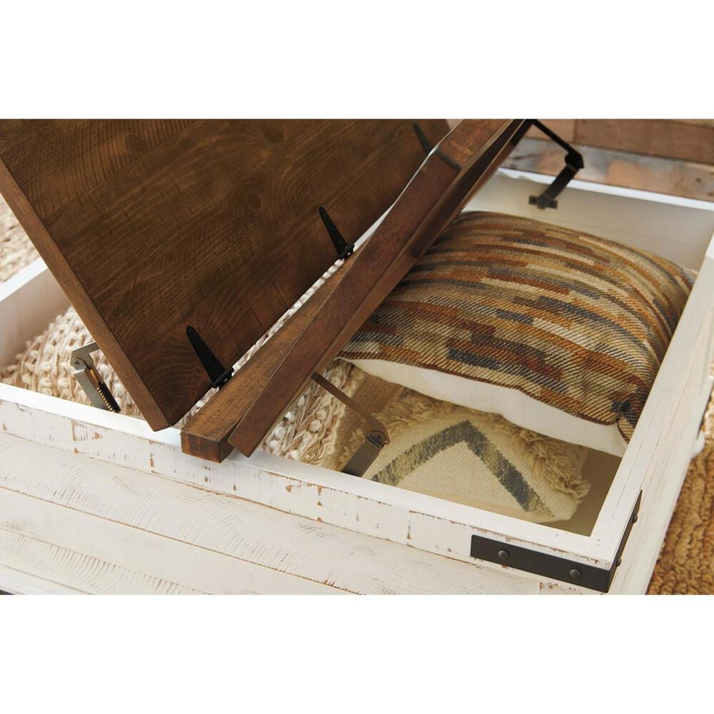 Ashley Wystfield Lift Top Cocktail Table in Vintage White and Warm Brown, , large